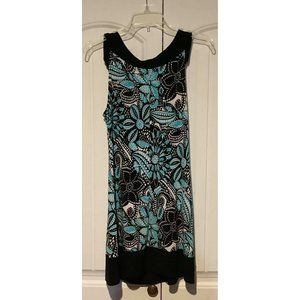 Womens Black & Blue Floral Wrapper Dress Size Medium